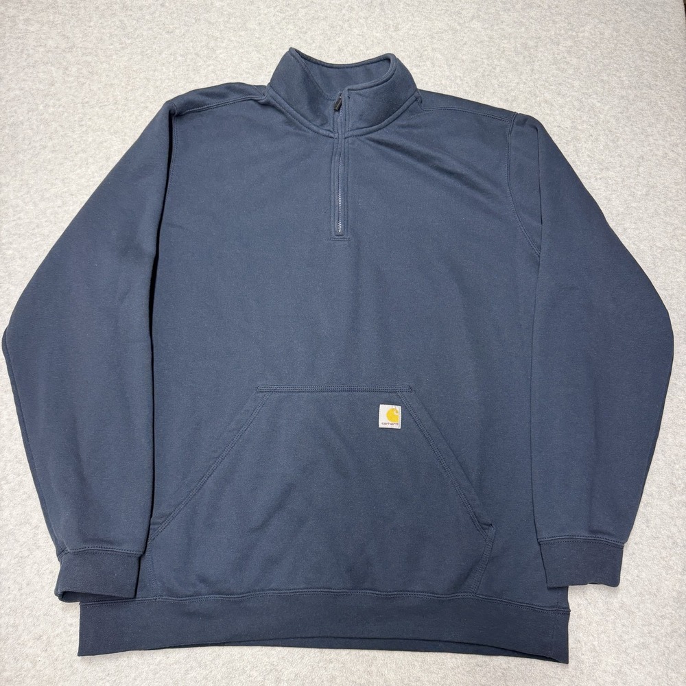 Carhartt Marquette Sweatshirt Mens 2XLT Blue 1/4 Zip Mock Neck Pullover Workwear